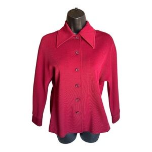 Vintage Butte Knit Red Wool Blend Button Front Top | Made USA